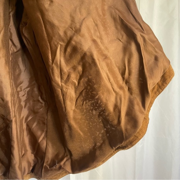 CHI BY FALCHI Women’s Brown Genuine Leather Open Front Cut Out Jacket Size Small - Picture 8 of 17